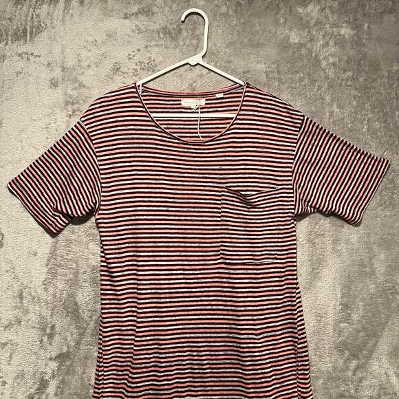 Chinti and Parker Striped 100% Linen Dress Sz Small Pink Gray Maroon - Picture 2 of 7